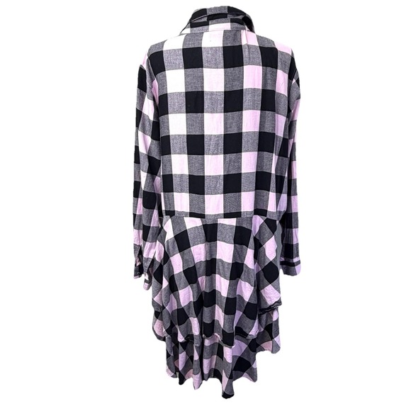 Lane Bryant Pink And Black Buffalo Plaid Hi Low Top Sz 26 - Picture 4 of 14